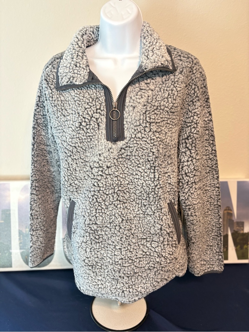 Men's Heather Gray Sherpa Quarter-Zip Pullover